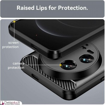 Carbon guminis dėklas - juodas (Xiaomi 14 Ultra)